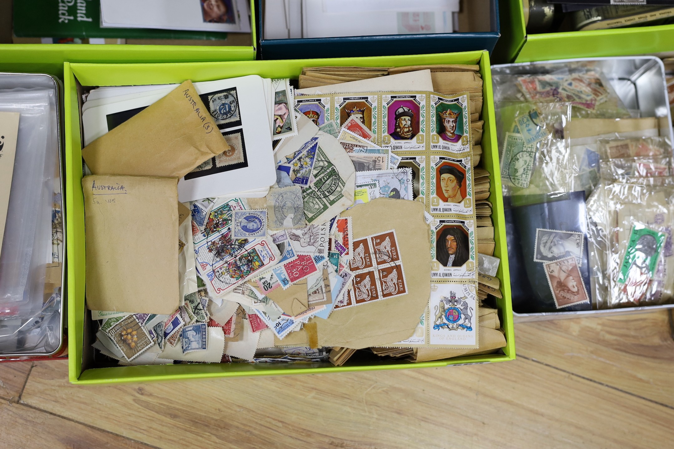 A collection of loose stamps